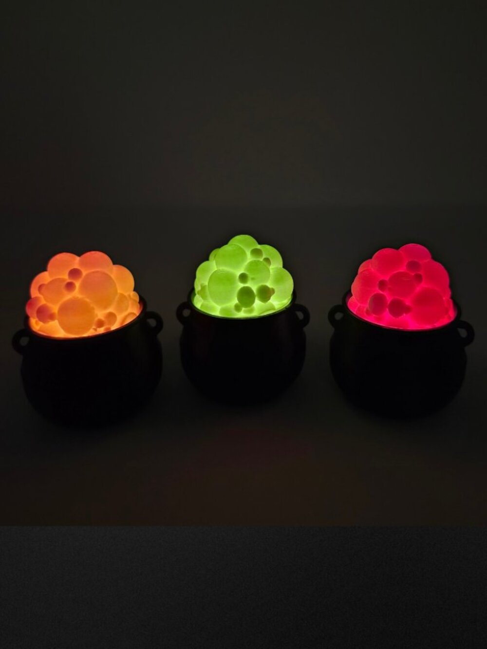 3 Pack Mini 3" Bubbling Cauldron Colorful Tea Light Holder 3D Printed Halloween